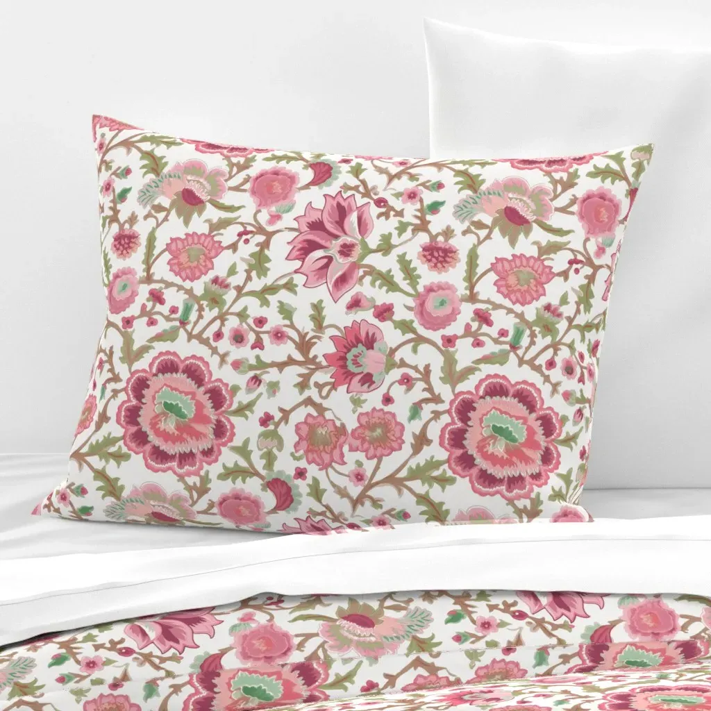 Silk Road Peony Standard Knife Edge Cushion Cover - Pink, Cotton Sateen product