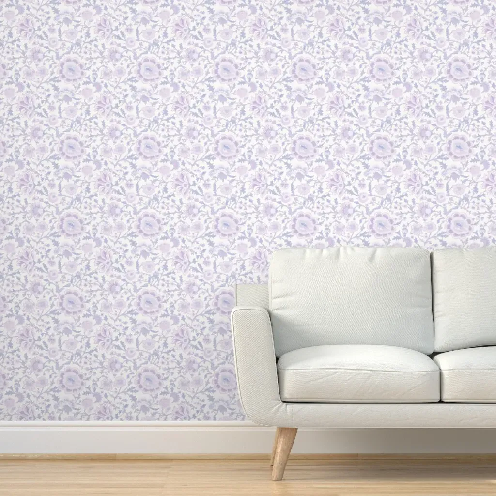 Silk Road Peony Wisteria Peel and Stick Wallpaper - Lavender product