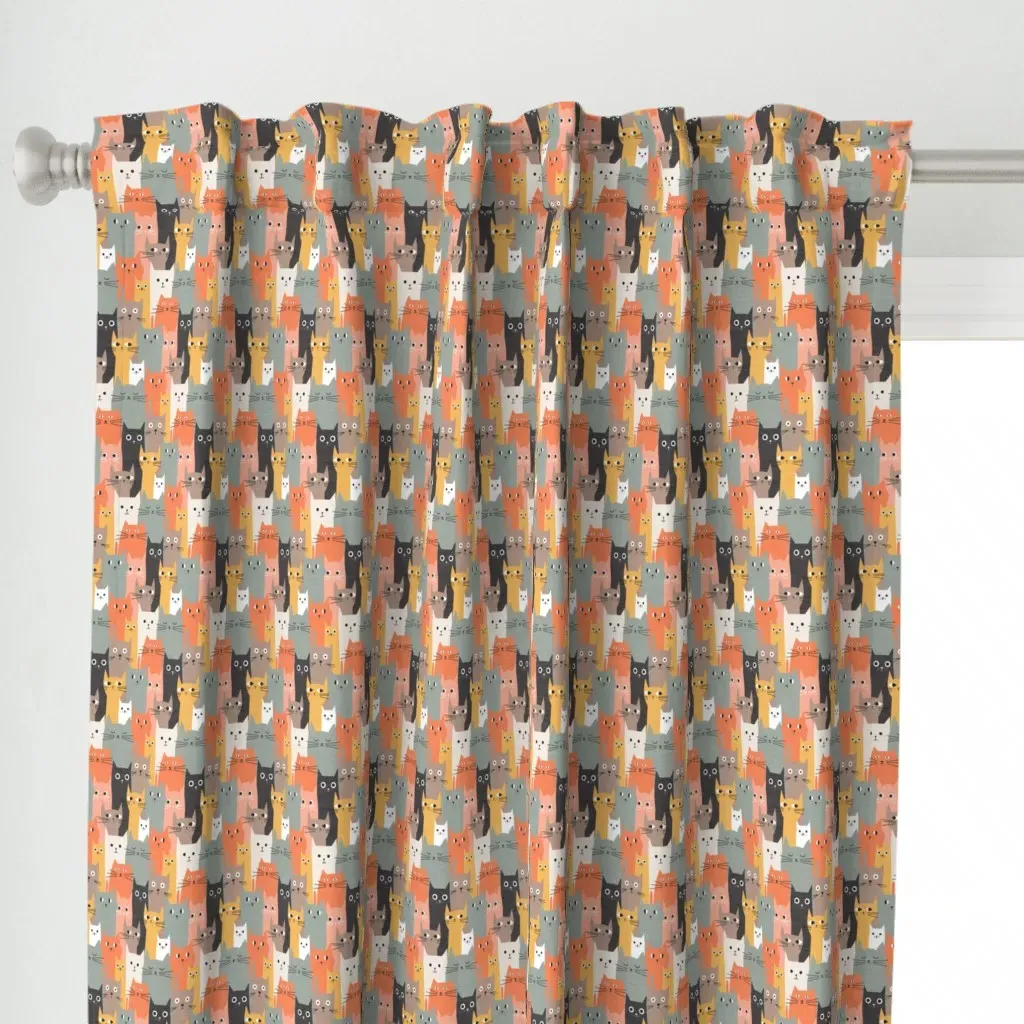 Silly Cats Curtain Panel - Orange alternate view