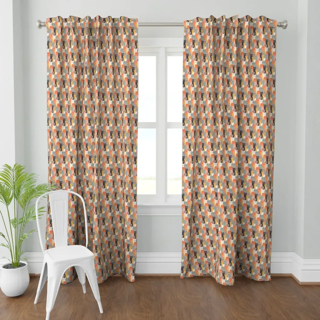 Silly Cats Curtain Panel - Orange product