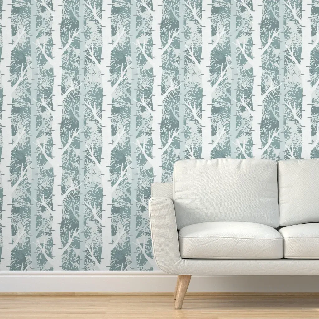 Silver Birch Extra Large Peel and Stick Wallpaper - Blue product