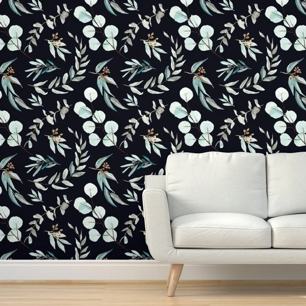 Silver Dollar Eucalyptus Peel and Stick Wallpaper - Light Blue-Gray product