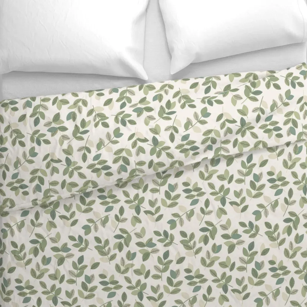Simple Branches Muted Duvet Cover - Sage Green alternate view