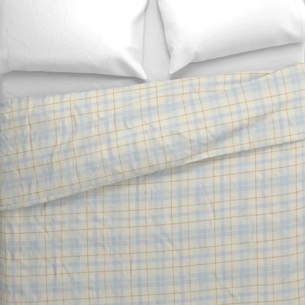 Simple Cozy Tartan Plaid Duvet Cover - Blue alternate view