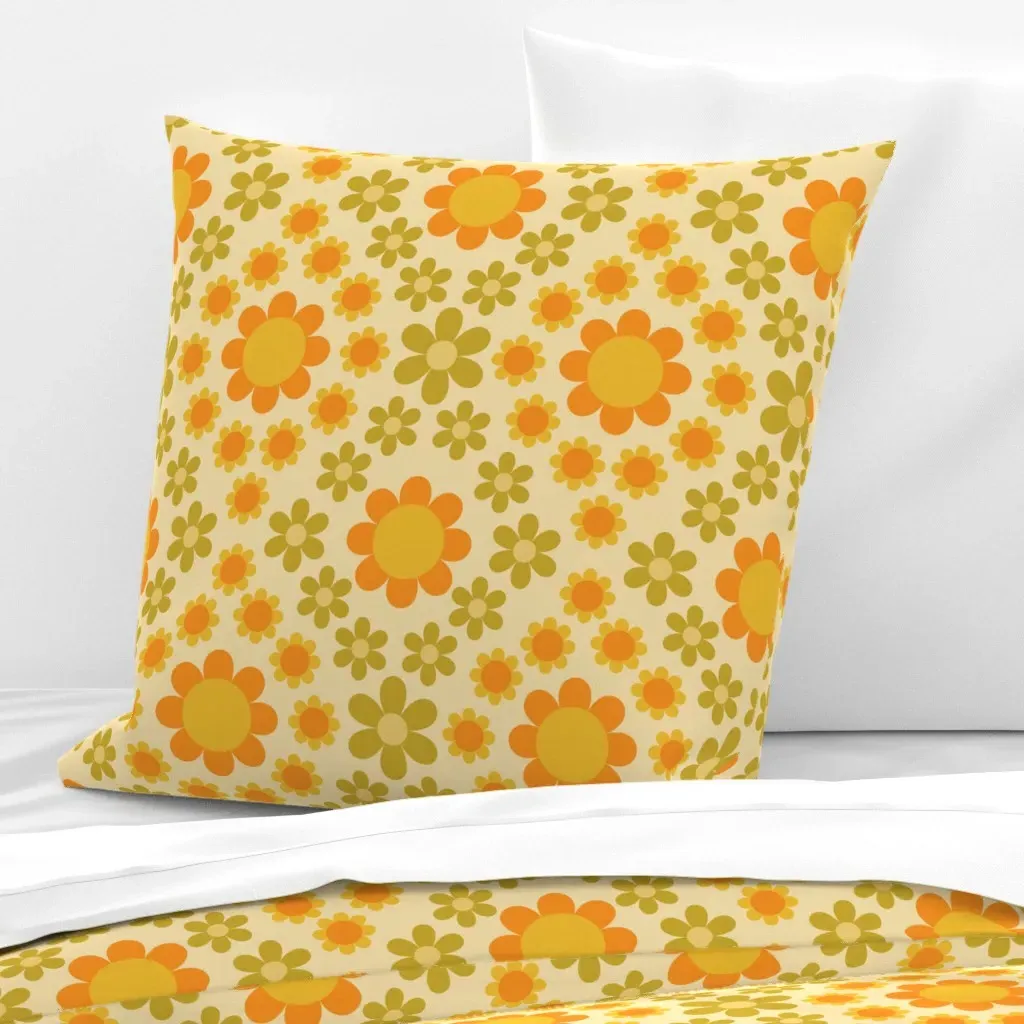 Simple Daisies Euro Pillow Sham - Olive Green product