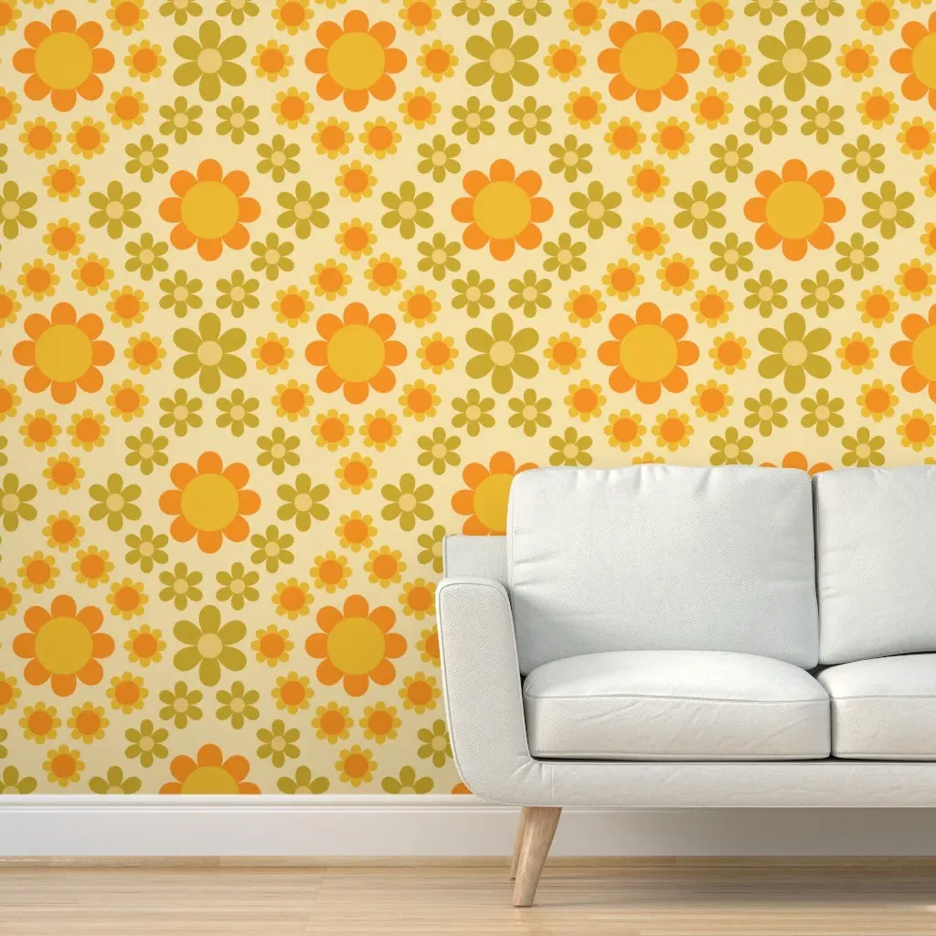 Simple Daisies Peel and Stick Wallpaper - Olive Green product