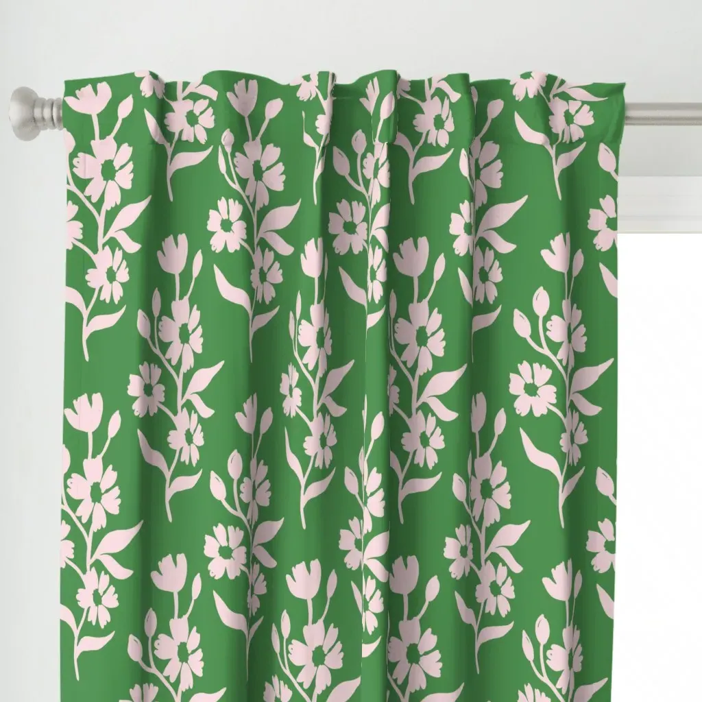 Simple Floral Curtain Panel - Pink alternate view