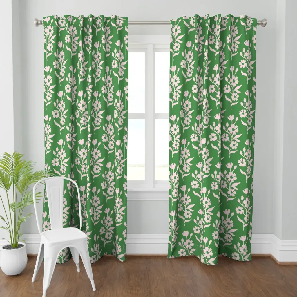 Simple Floral Curtain Panel - Pink product