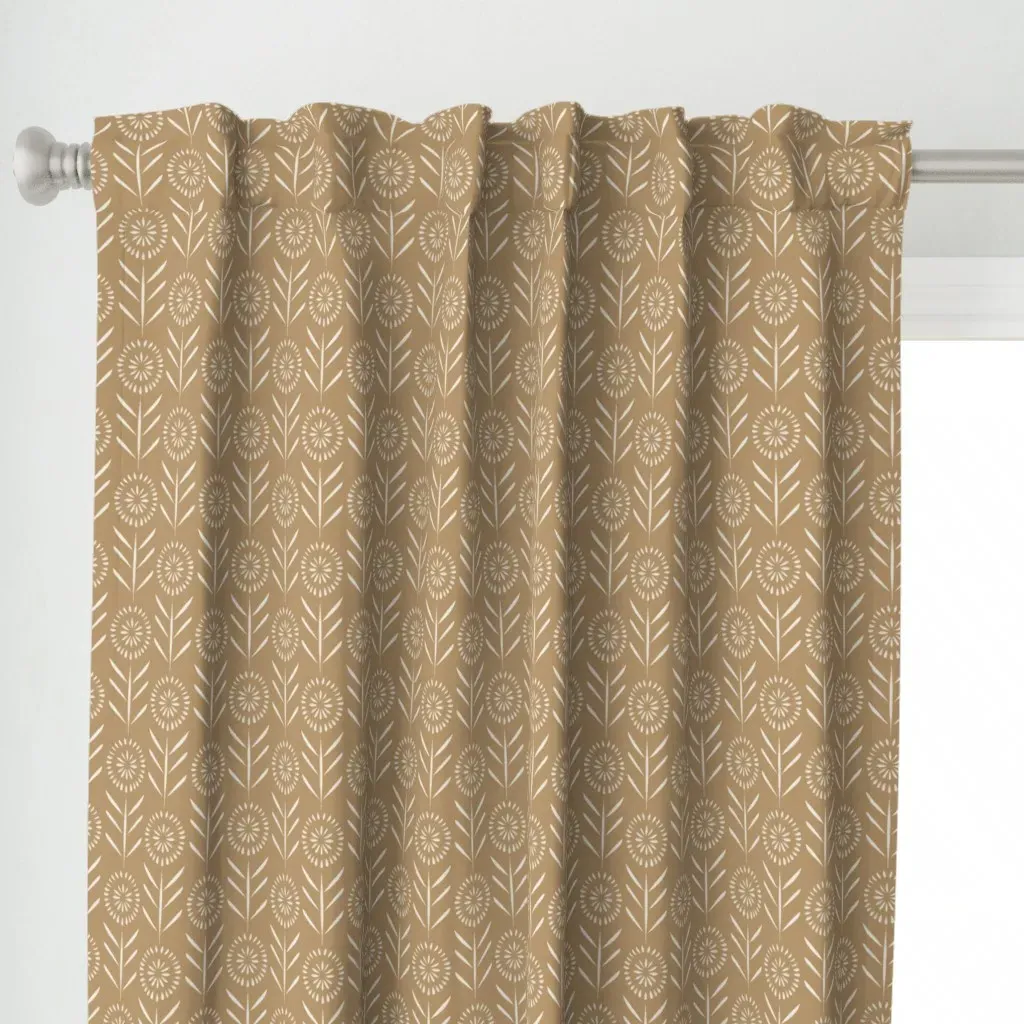 Simple Flowers Curtain Panel - Beige alternate view