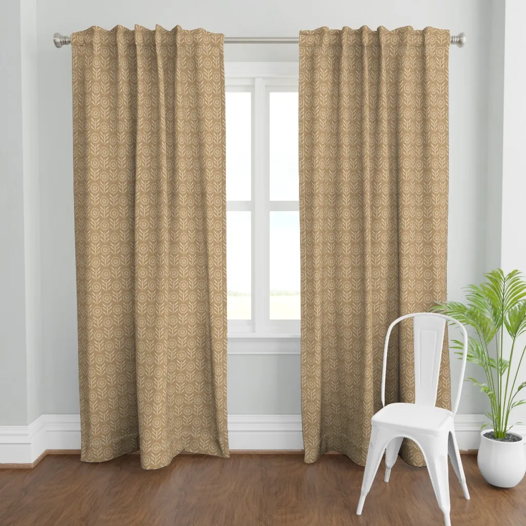 Simple Flowers Curtain Panel - Beige product