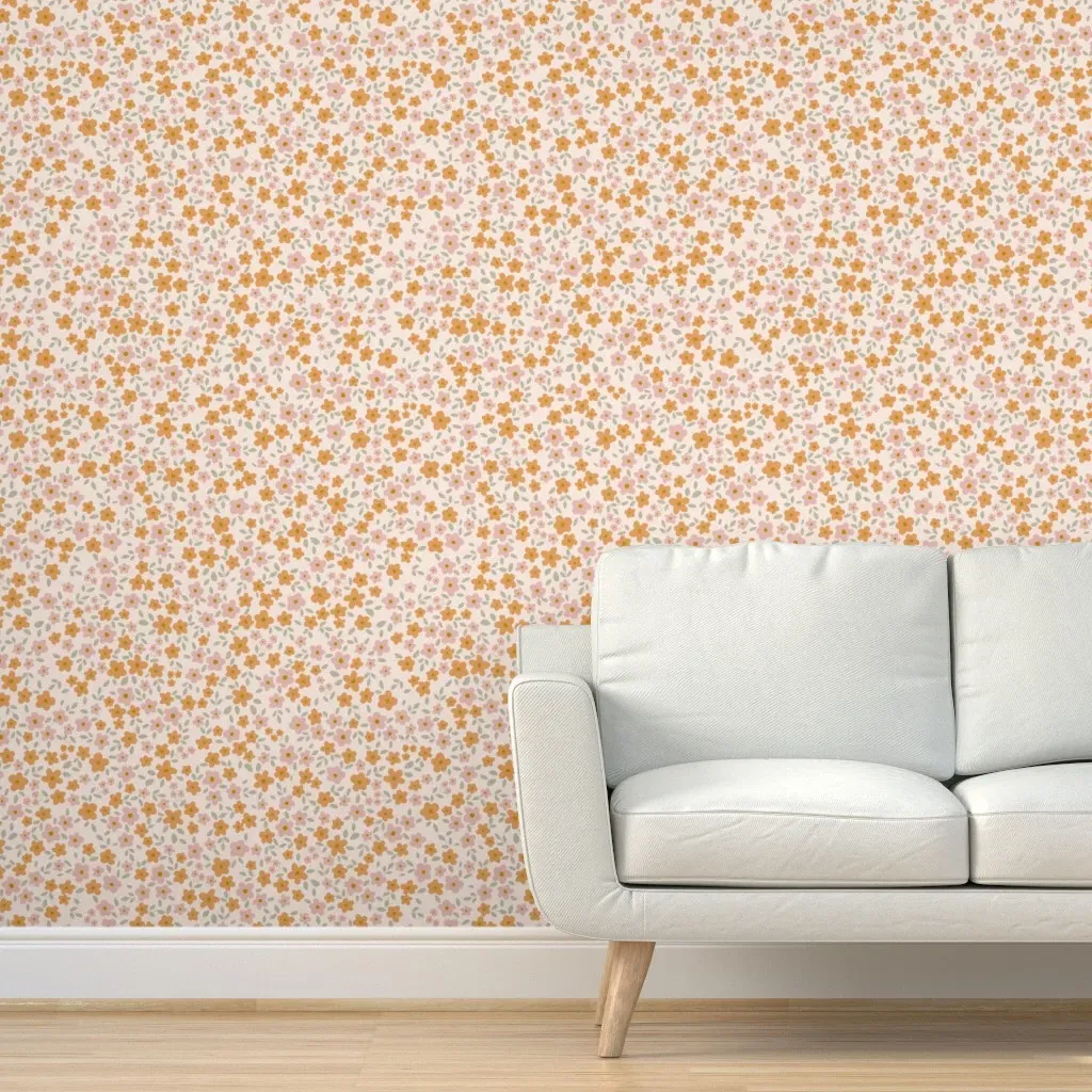 Simple Flowers Peel and Stick Wallpaper - Dusty Rose product