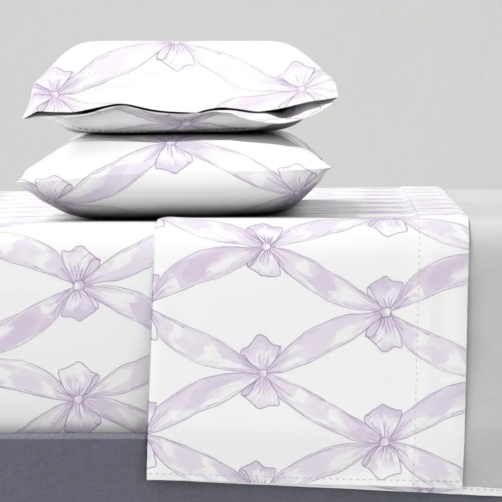 Simple Puffy Bow Trellis Full Sheet Set - Lavender product