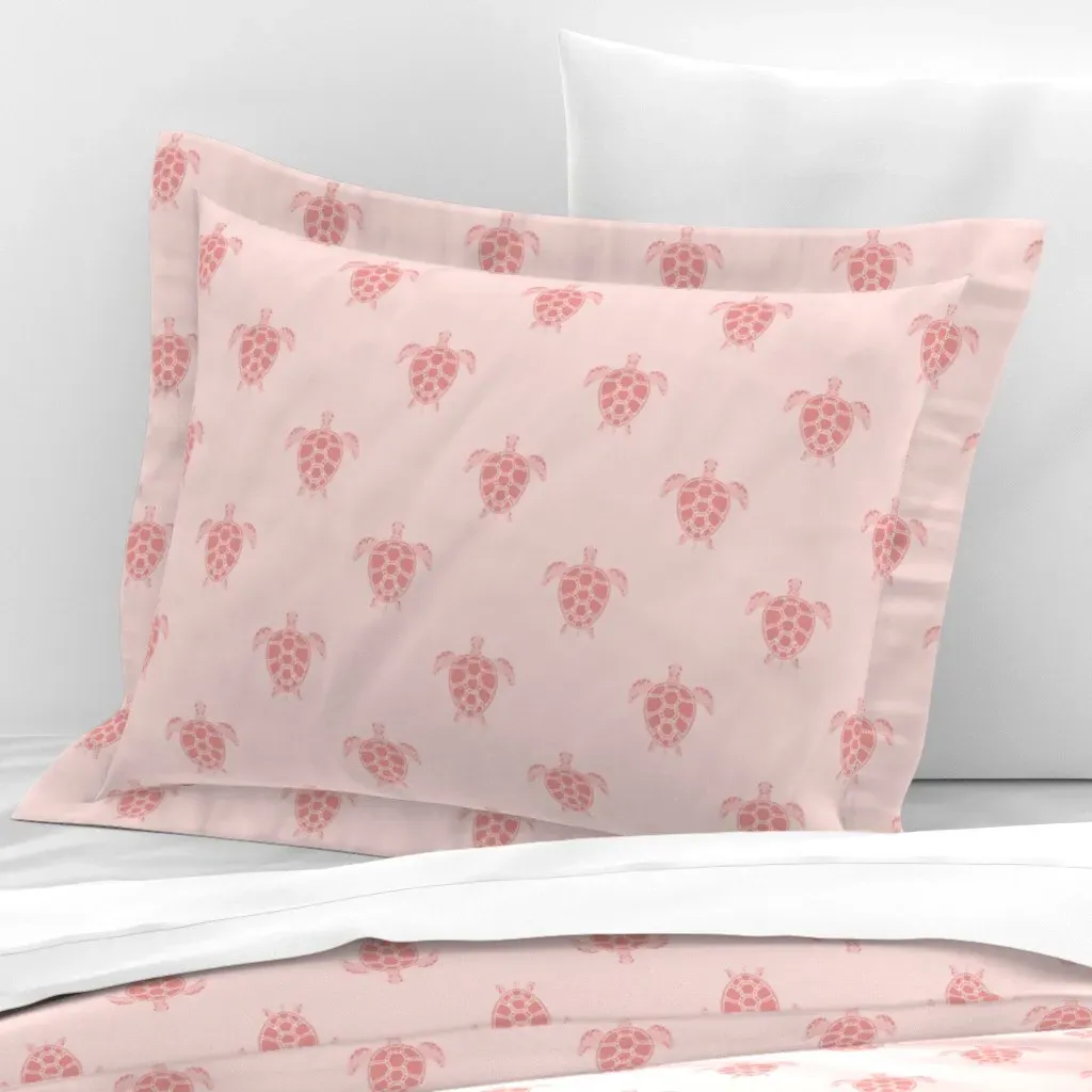 Simple Sea Turtle Spots Standard Flanged Cushion - Dusty Rose, Cotton Sateen product