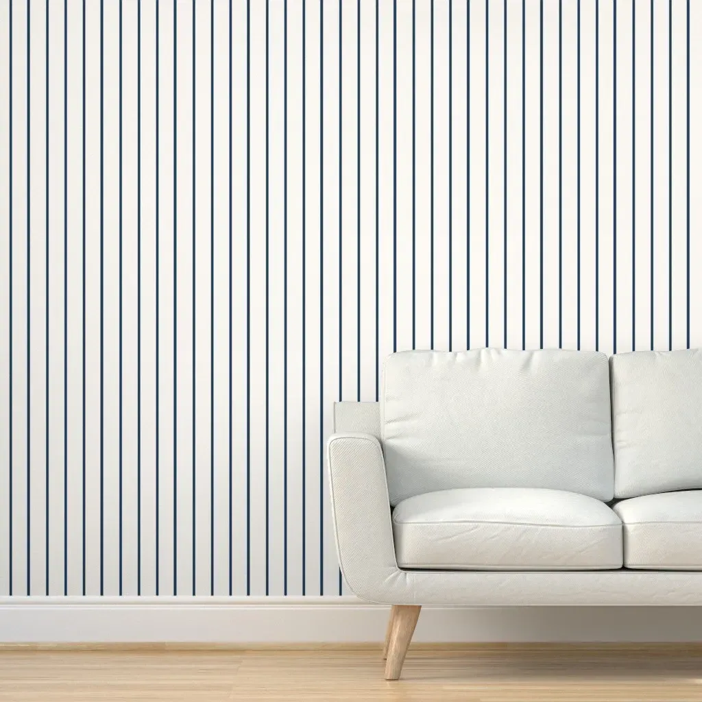 Simple Stripe Peel and Stick Wallpaper - Navy, Ivory product