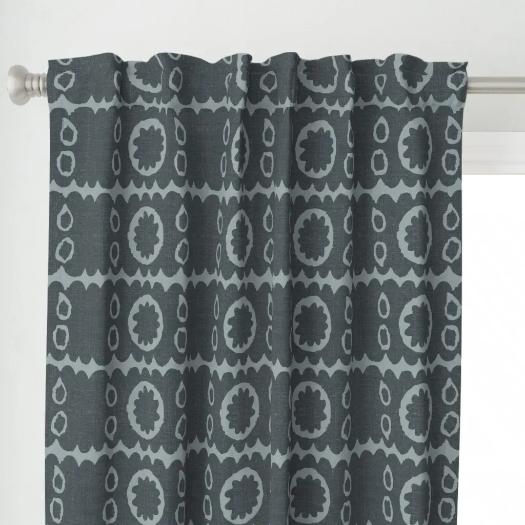 Simple Suzani Scallop Curtain Panel - Indigo alternate view