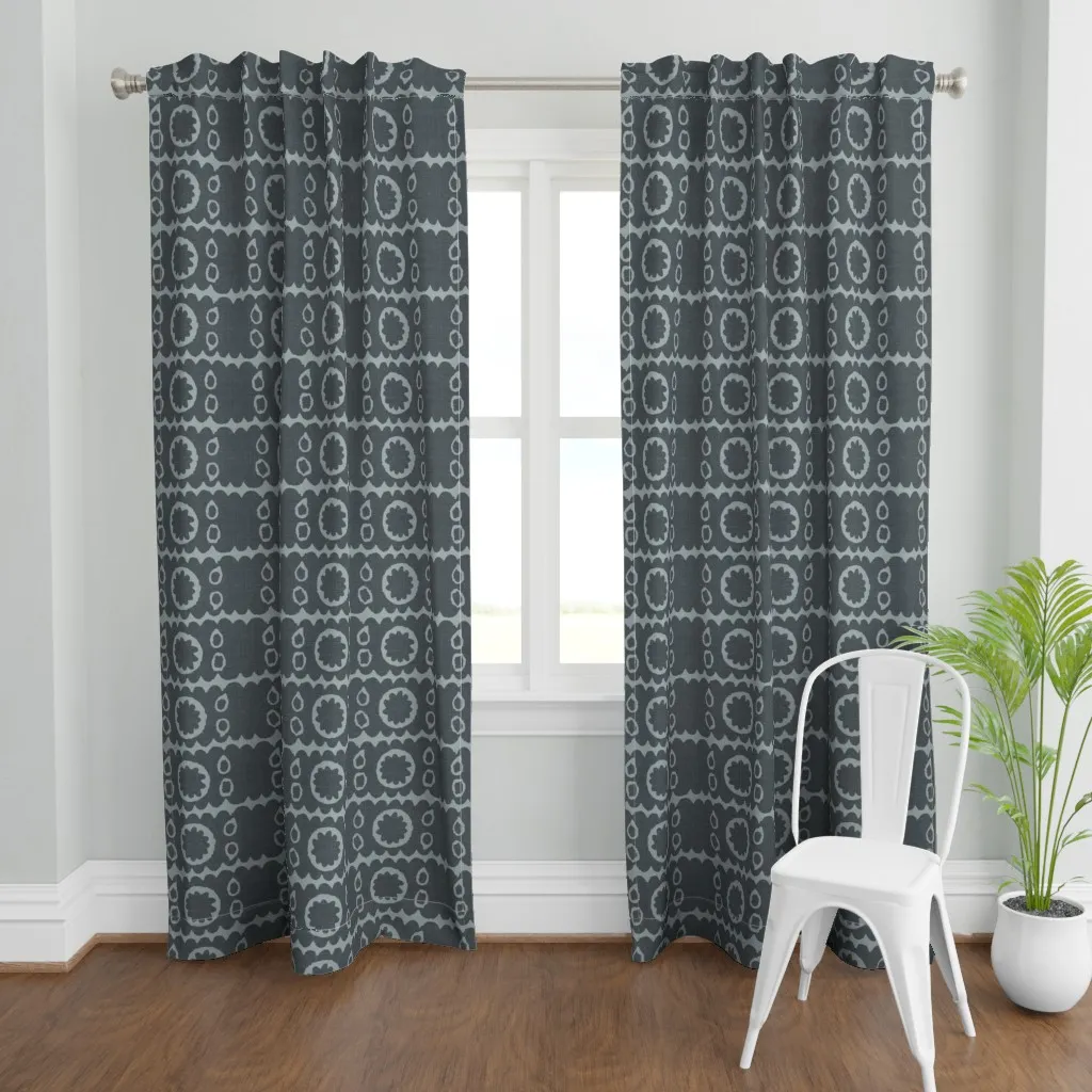 Simple Suzani Scallop Curtain Panel - Indigo product