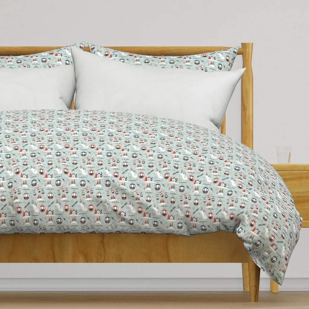 Simplified Vintage Ski Small Duvet Cover - Red product