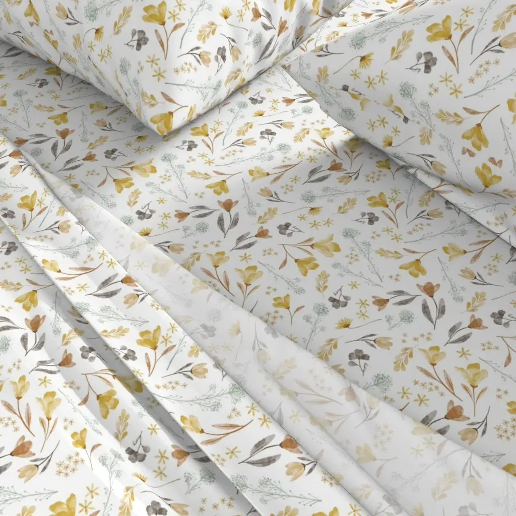 Simply Pressed Boho Watercolor Florals King Sheet Set - Yellow alternate view