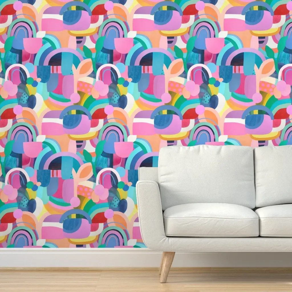 Sing A Rainbow Peel and Stick Wallpaper - Pink product