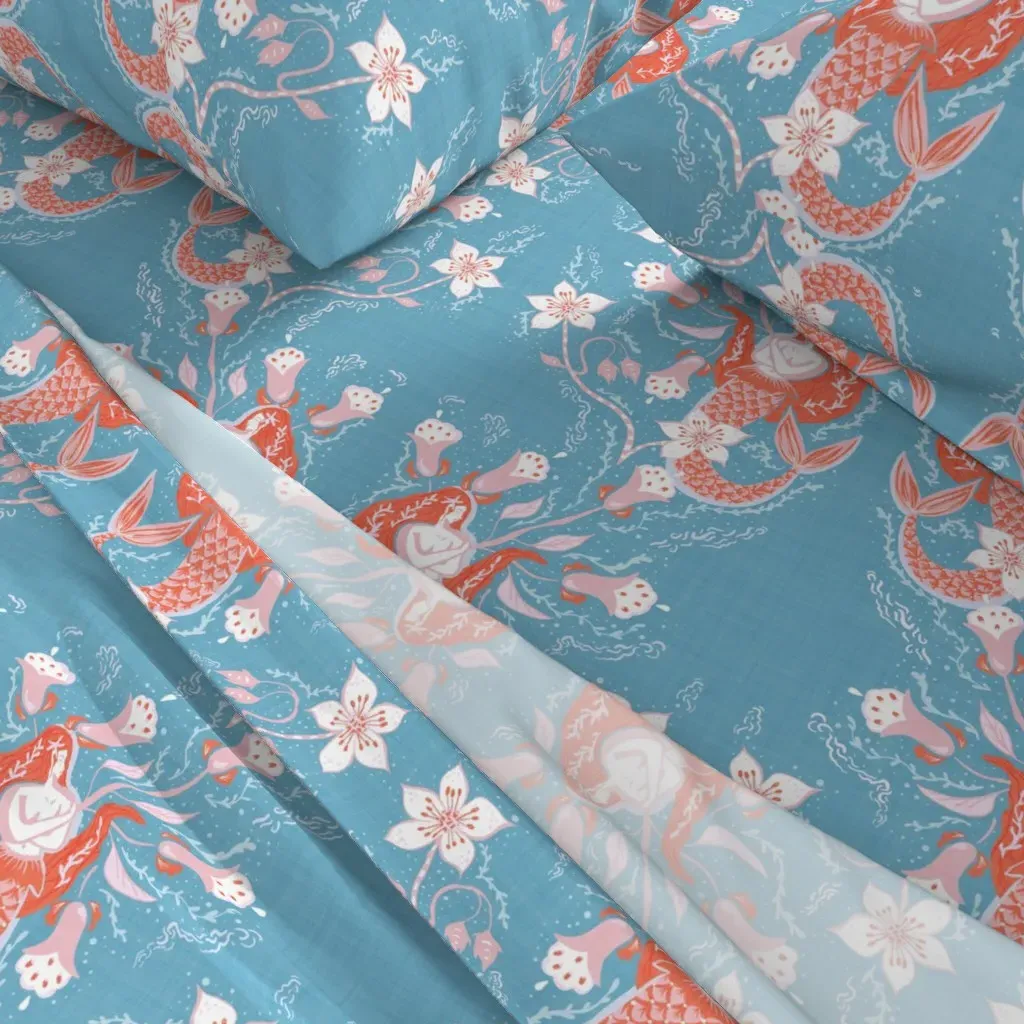 Siren And Vine King Size Sheet Set - Coral alternate view