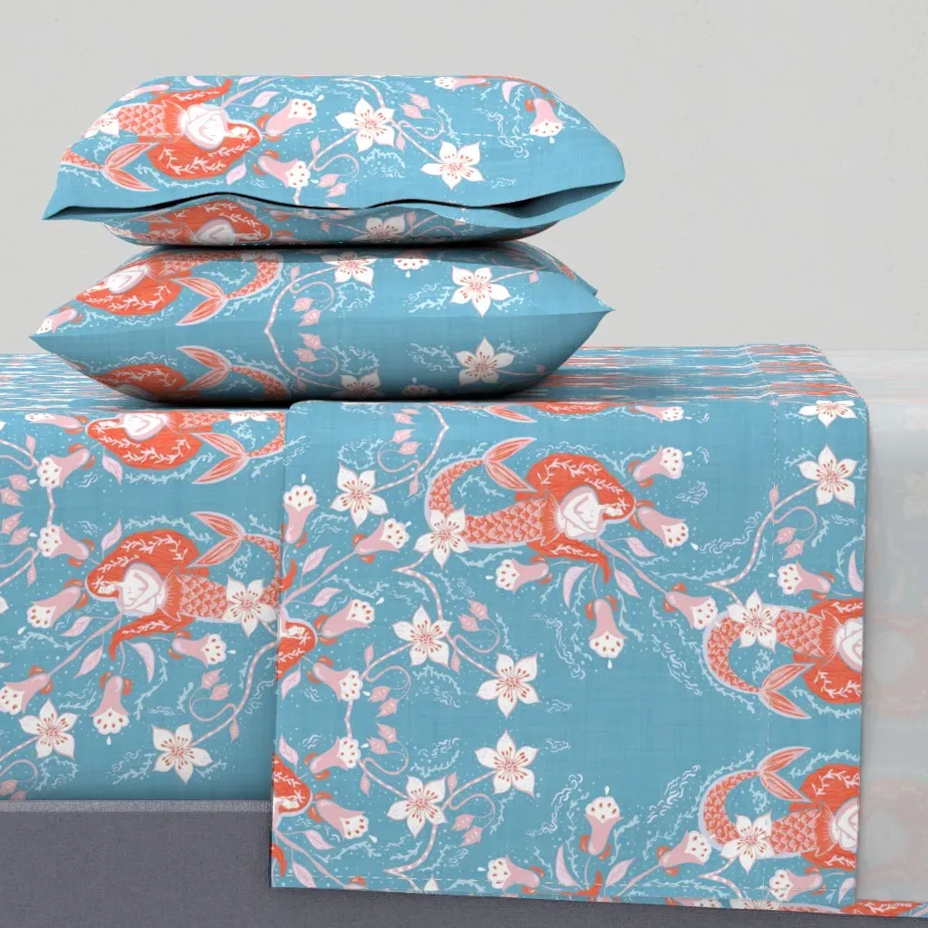Siren And Vine King Size Sheet Set - Coral product