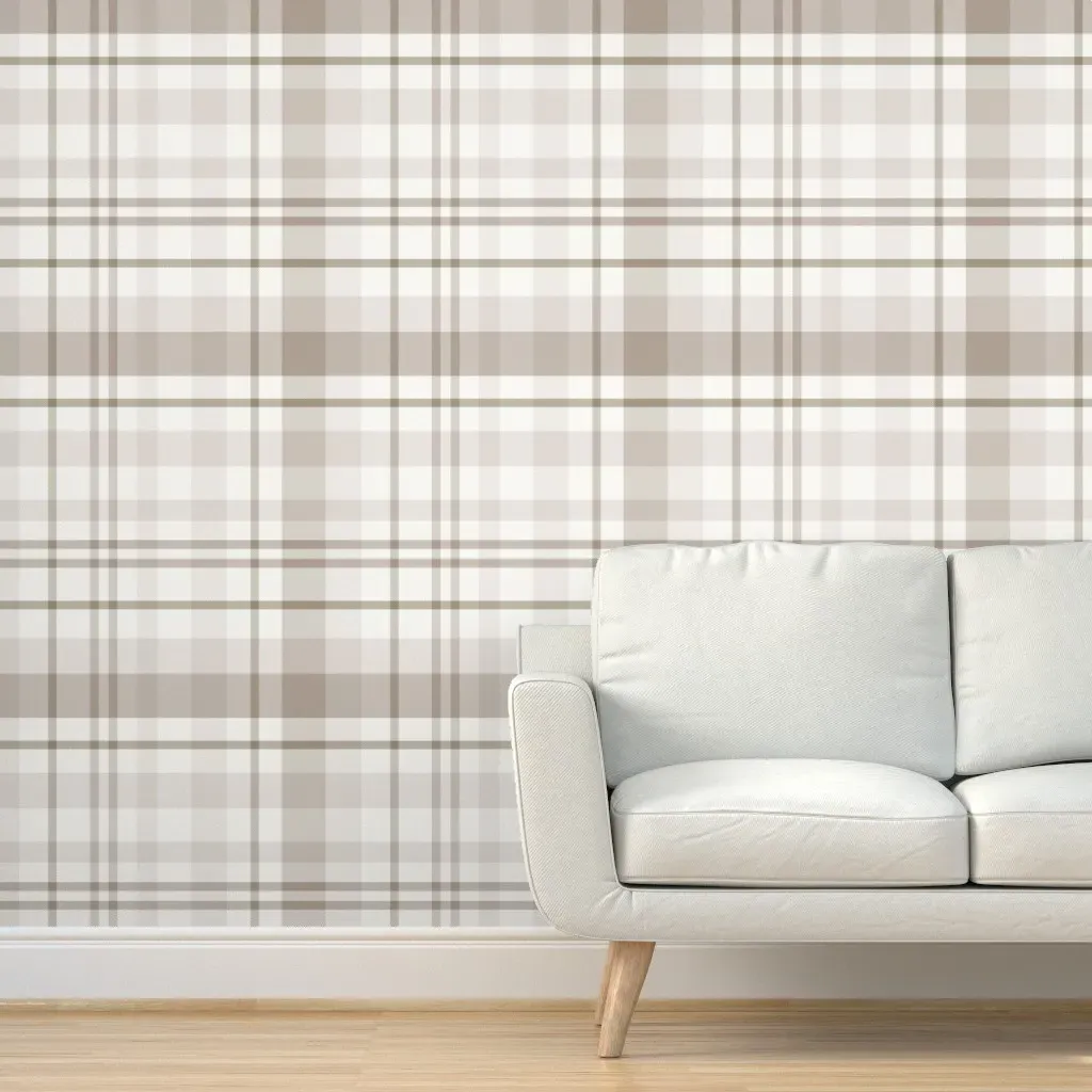 Sisal Neutral Plaid Peel and Stick Wallpaper - Removable product
