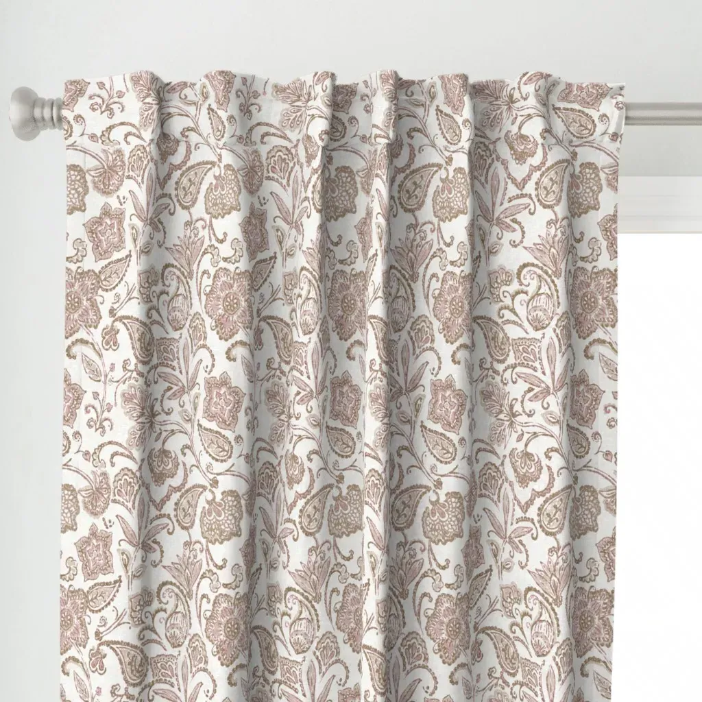 Sita Block Print Boho Curtain Panel - Pink alternate view