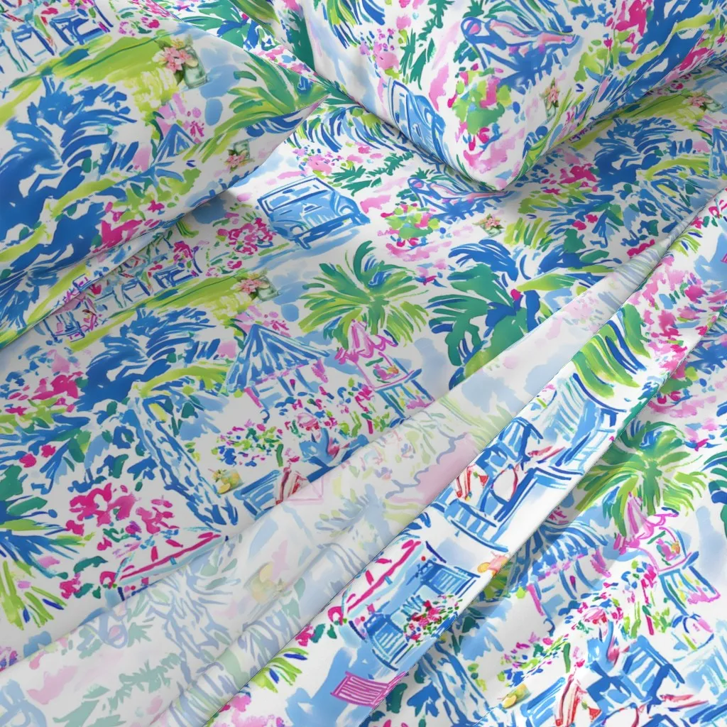 Sittin'-N-Sippin' King Size Sheet Set - Blue alternate view