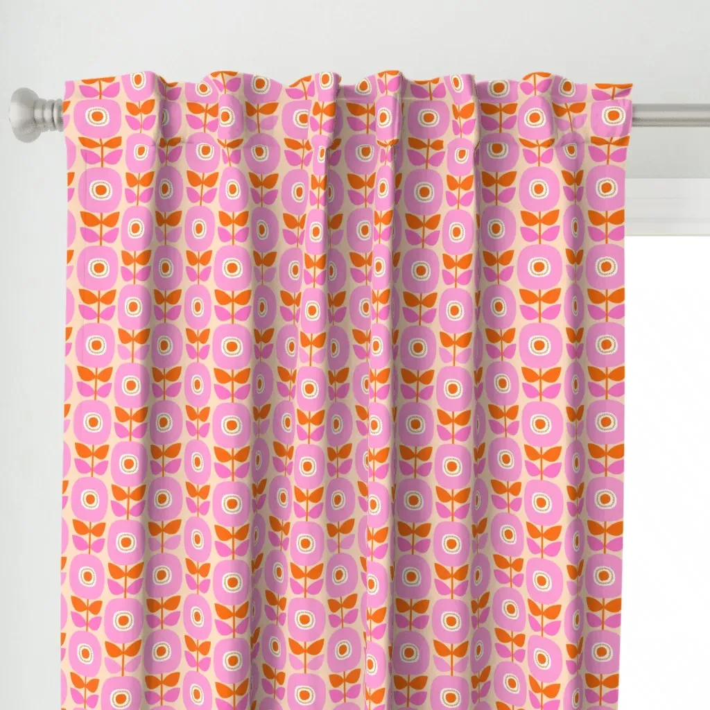 Sixties Granny Wallpaper Curtain Panel - Pink alternate view