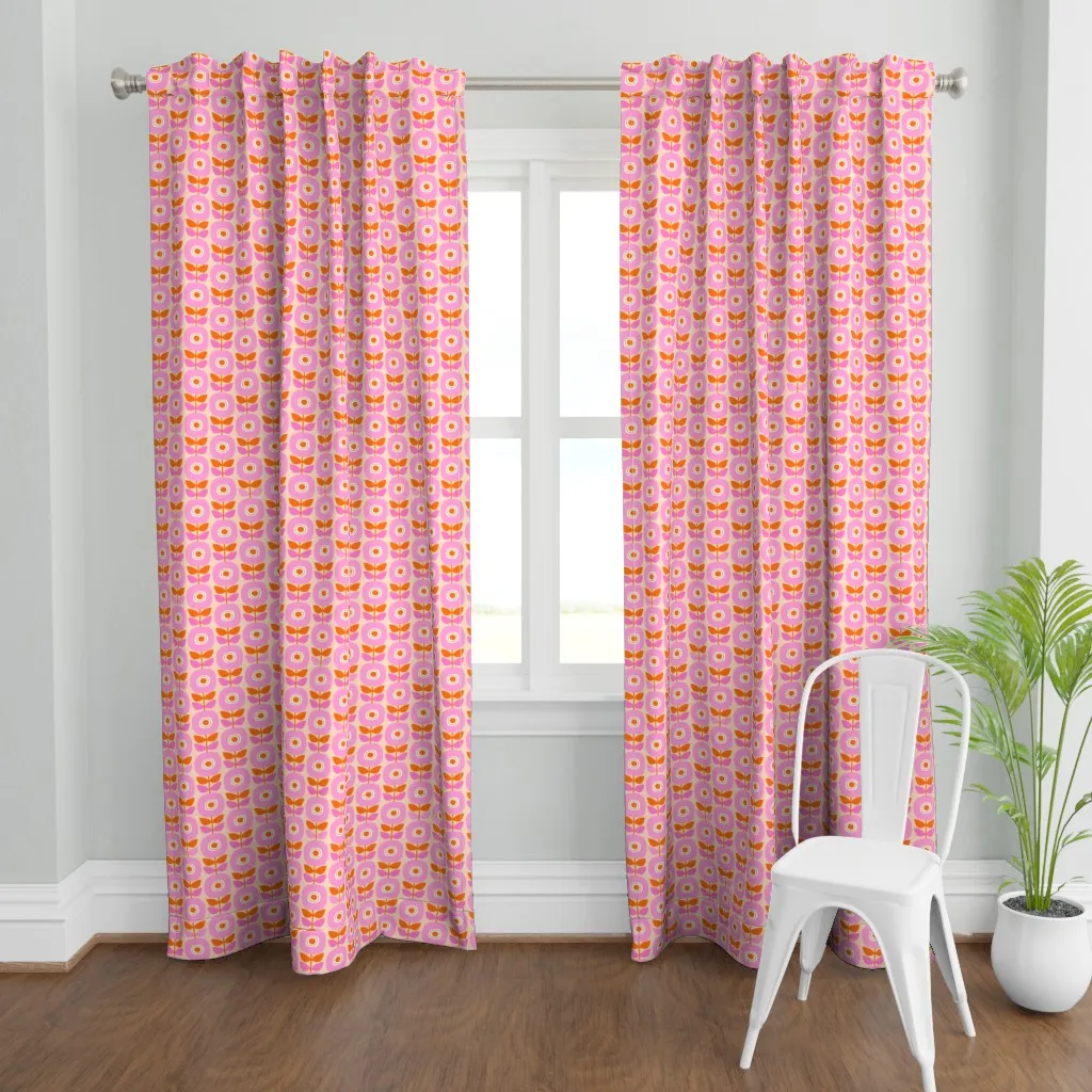 Sixties Granny Wallpaper Curtain Panel - Pink product