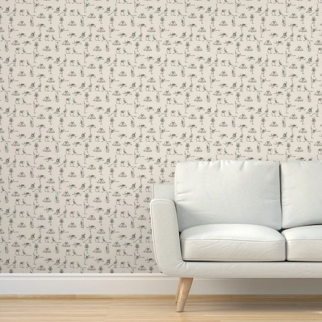 Skeleton Yoga Peel and Stick Wallpaper - Gray product