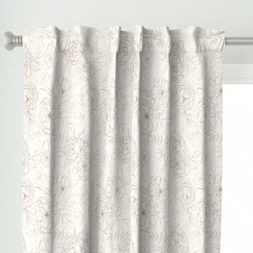 Sketch Peonies Large Curtain Panel - Rose Gold alternate view
