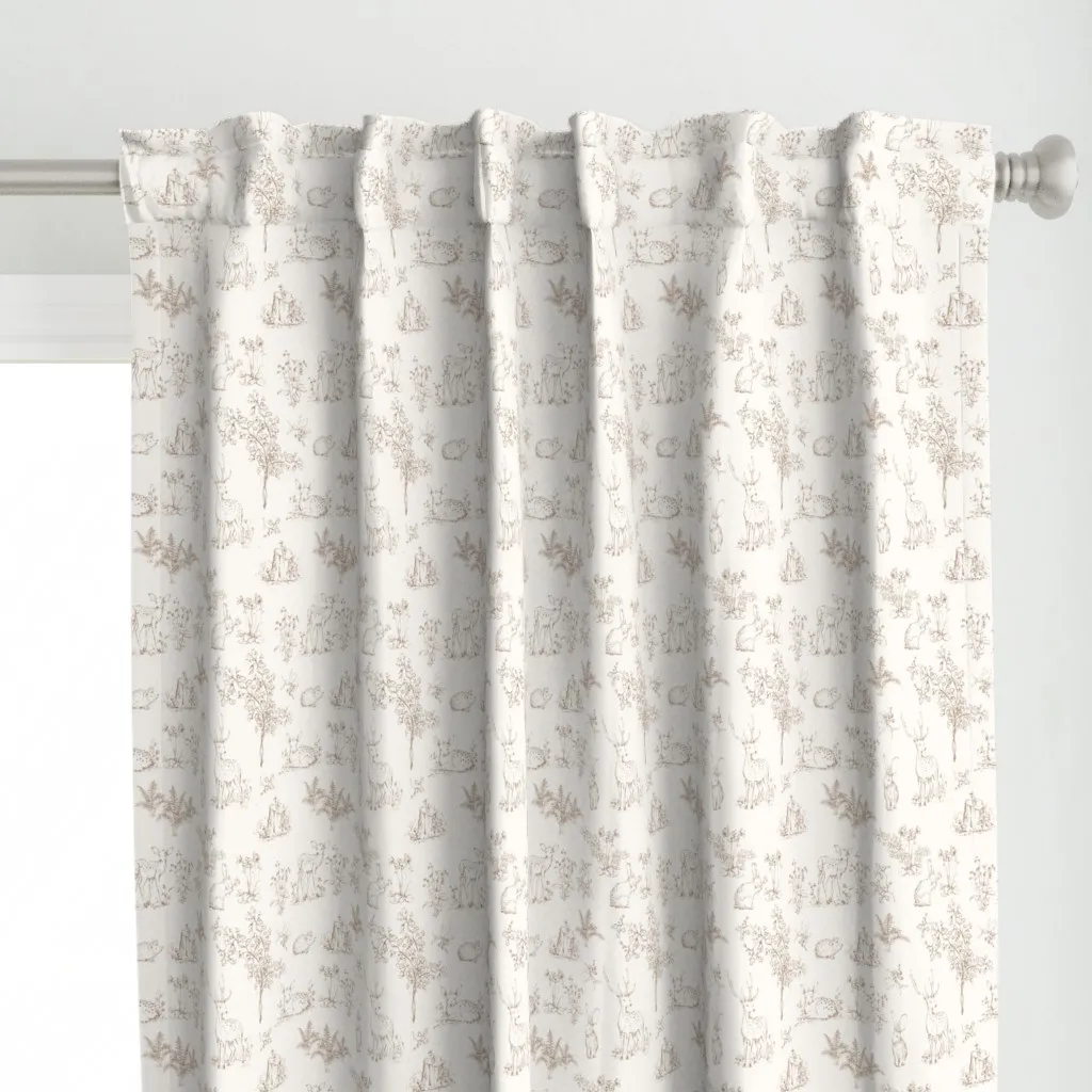 Sketch Woodland Forest Curtain Panel - Brown alternate view