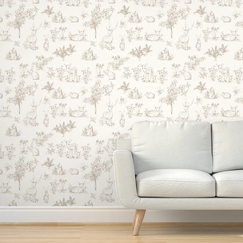 Sketch Woodland Forest Peel and Stick Wallpaper - Brown product