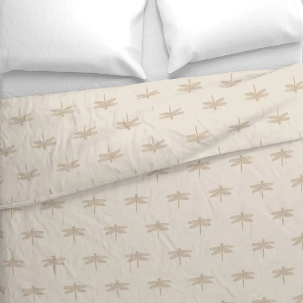 Sketched Dragonflies Duvet Cover - Beige alternate view