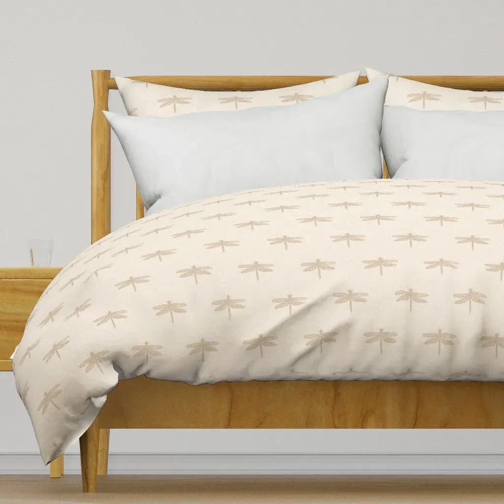 Sketched Dragonflies Duvet Cover - Beige product