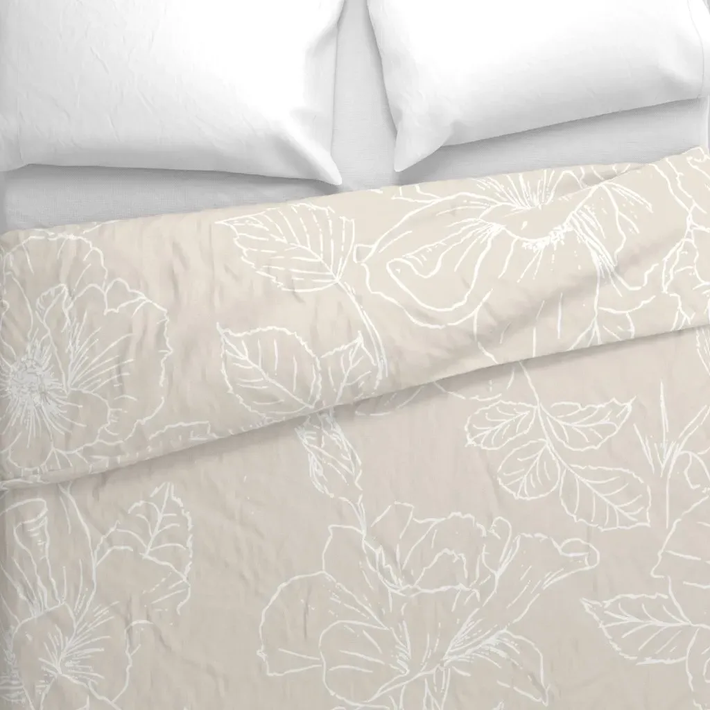 Sketched Garden Floral Duvet Cover - White alternate view