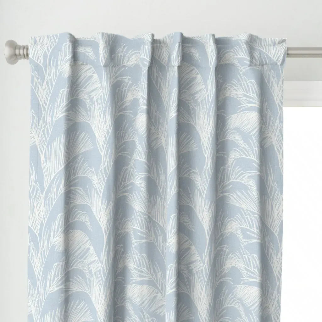 Sketched Tropical Curtain Panel - White, Linen alternate view