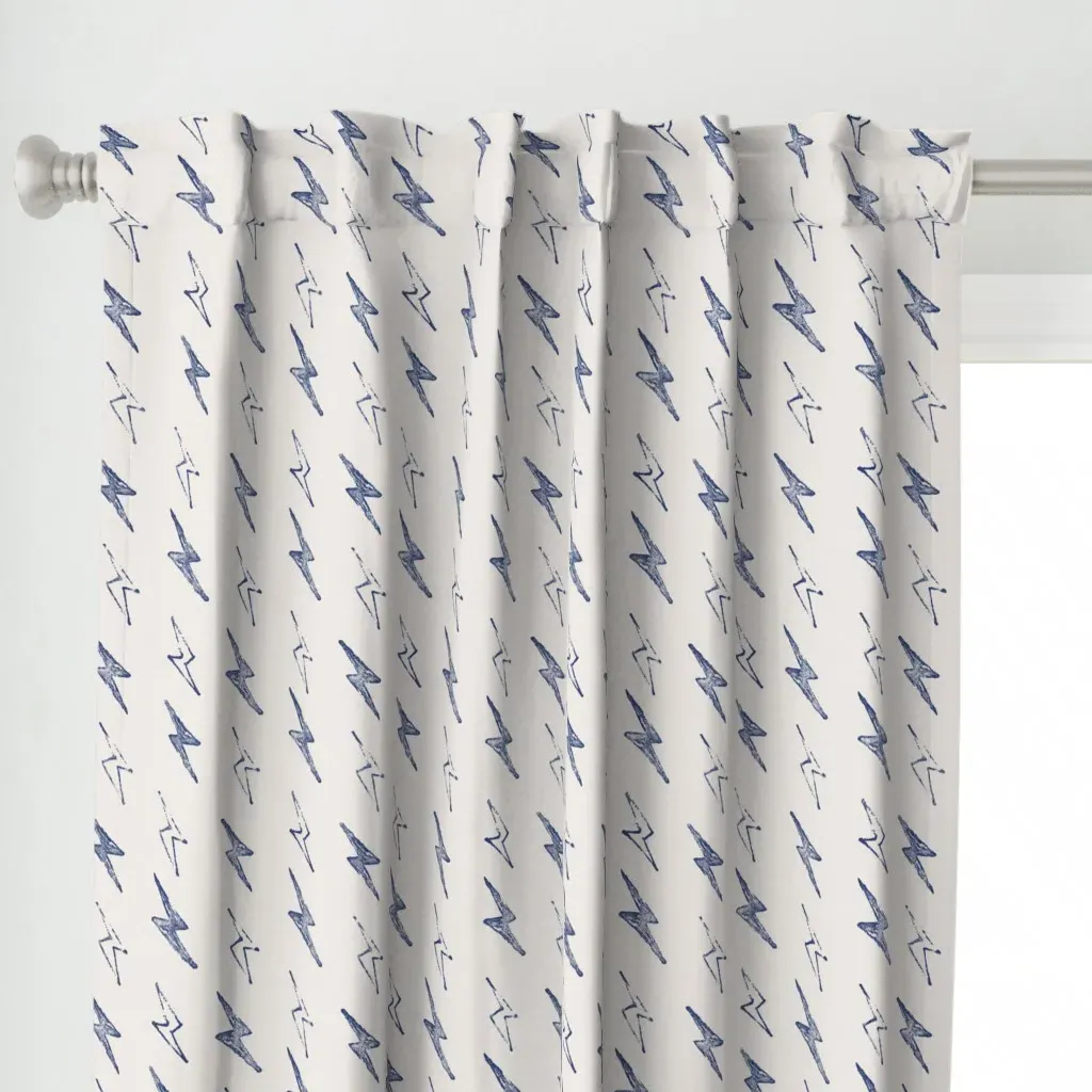 Sketchy Playful Lightning Curtain Panel - Indigo alternate view