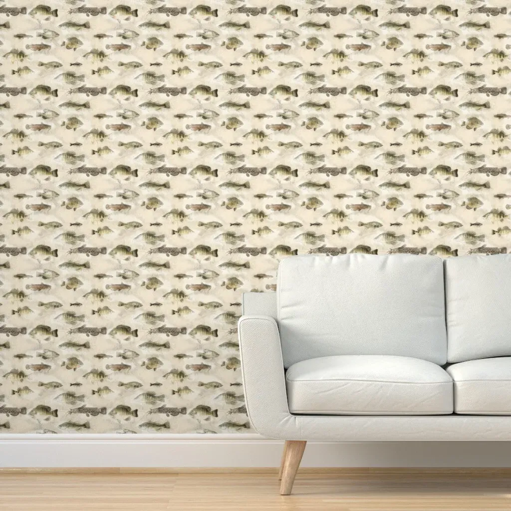 Sketchy River Fish Peel and Stick Wallpaper - Beige product