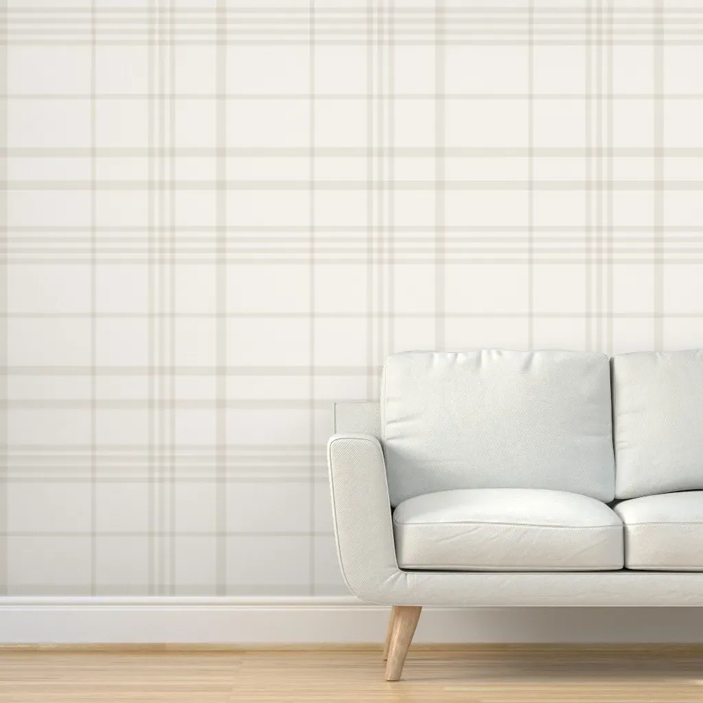 Ski Cabin Plaid Peel and Stick Wallpaper - Beige product