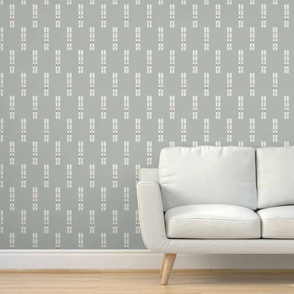 Ski Gear Skis Peel and Stick Wallpaper - Slate Blue product
