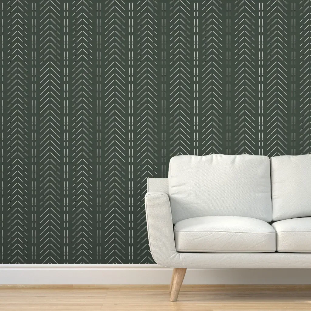 Ski Herringbone Chevron Peel and Stick Wallpaper - Green product