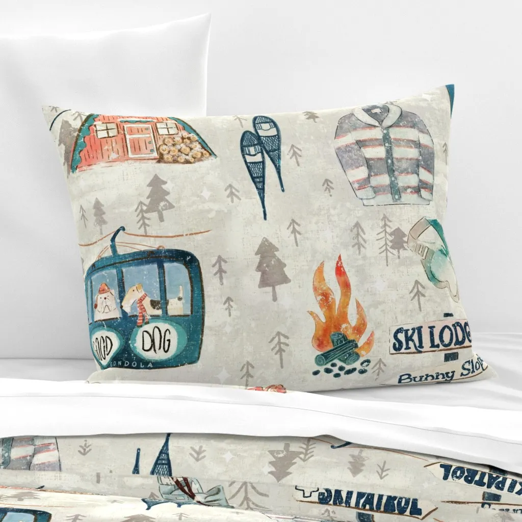 Ski Lodge Standard Knife Edge Cushion Cover - Off-White, Cotton Sateen product