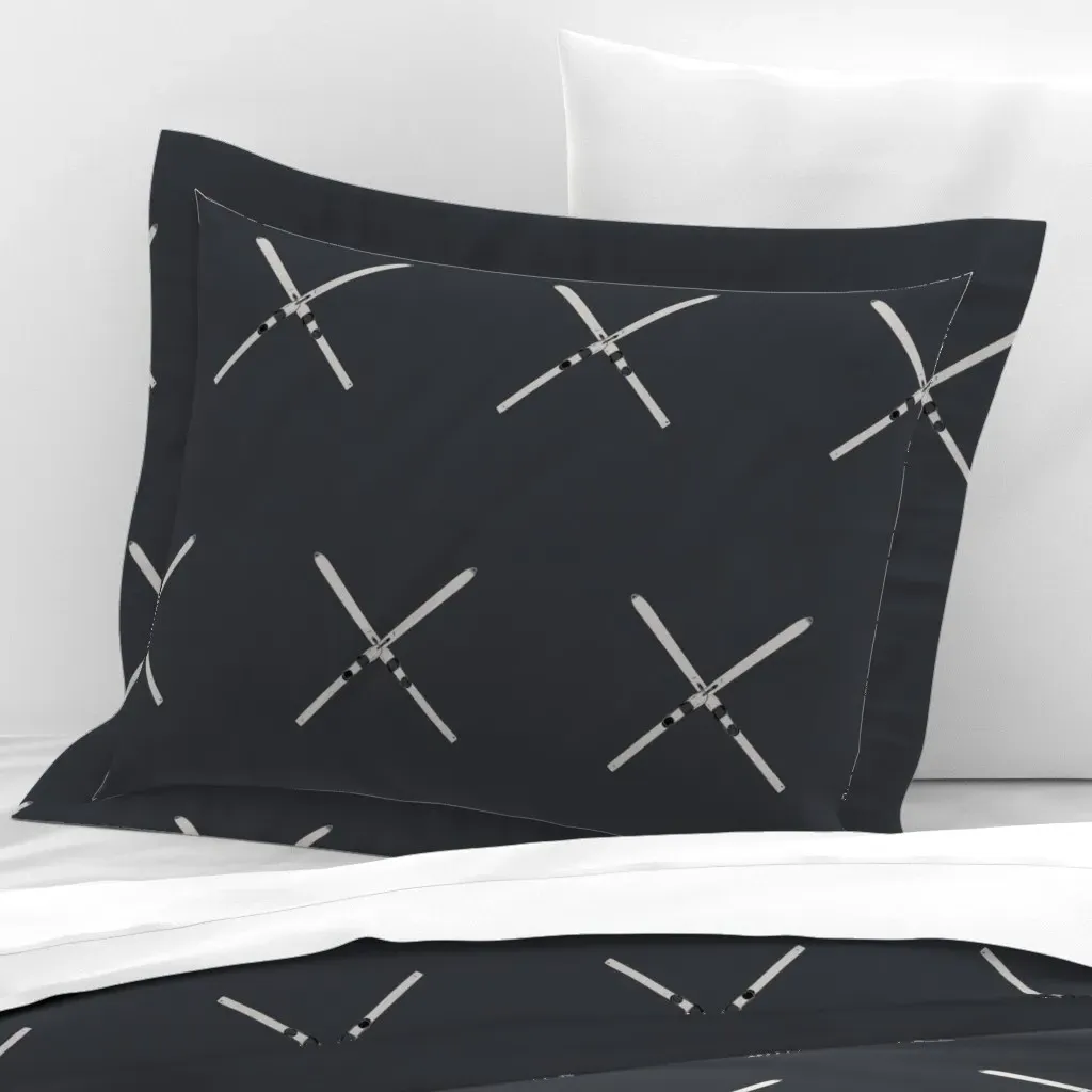 Ski X Standard Flanged Cushion Cover - Light Gray, Cotton Sateen product