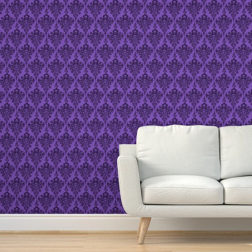 Skull Damask Peel and Stick Wallpaper - Purple, Black product
