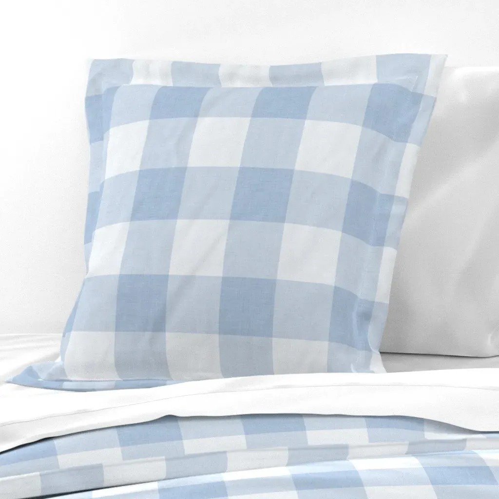Sky Blue Gingham Buffalo Plaid Euro Pillow Sham - Baby Blue product