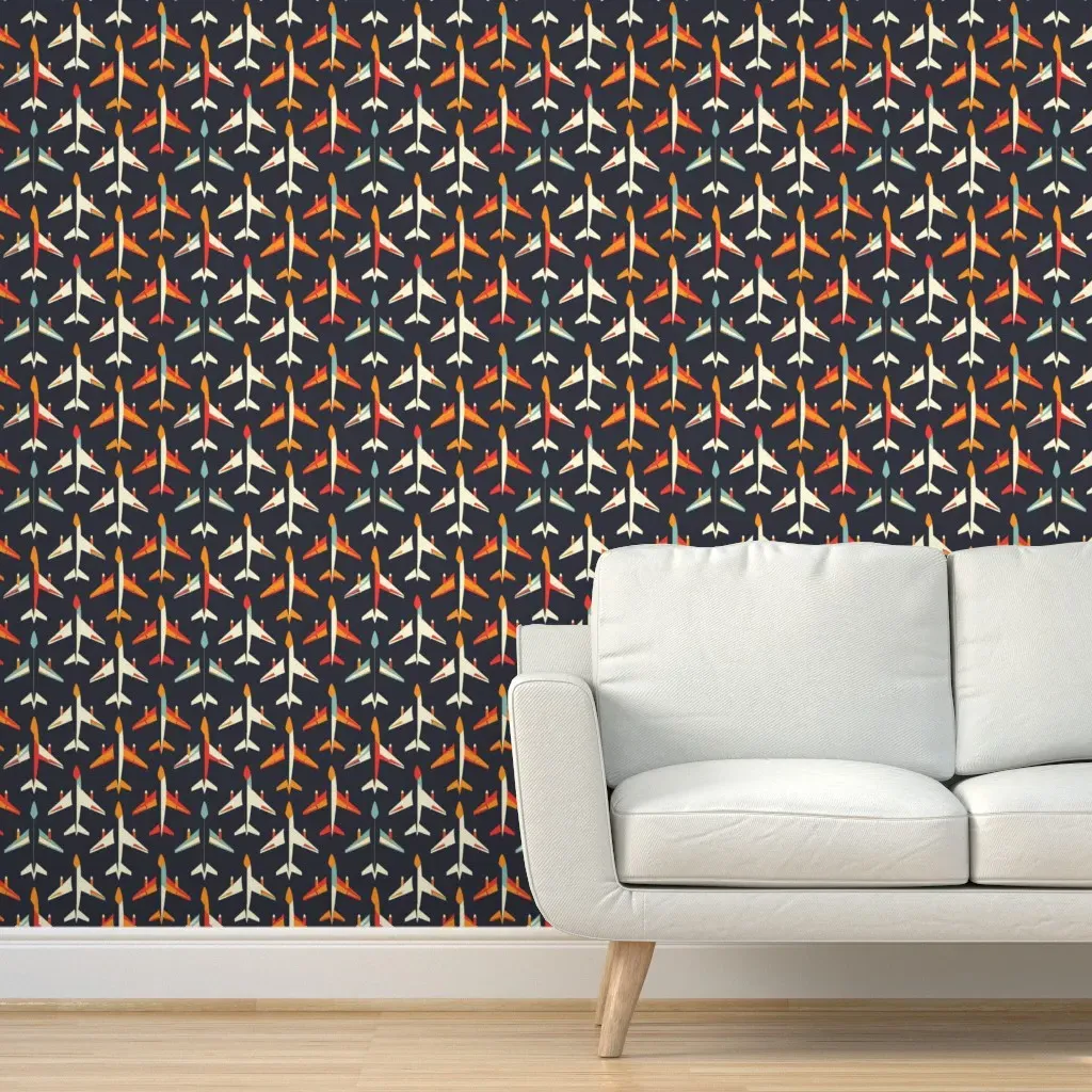 Sky Fleet Peel and Stick Wallpaper Removable - Orange product