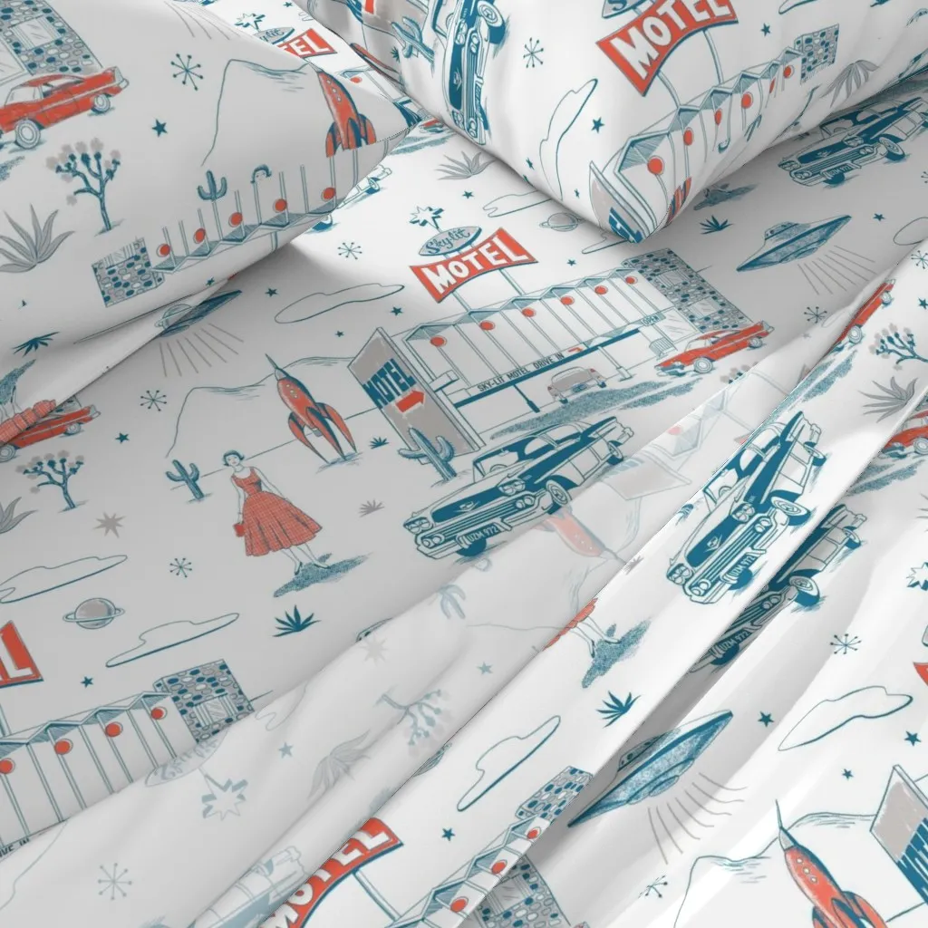 Sky-Lit Motel King Size Sheet Set - Teal, Blue alternate view