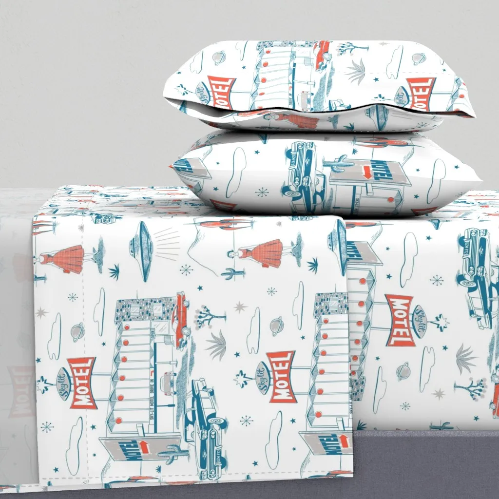 Sky-Lit Motel King Size Sheet Set - Teal, Blue product